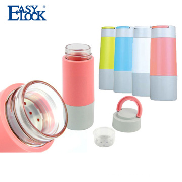 300ml glass leak proof water bottle with silicone